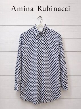 AMINA RUBINACCI Blue & White Print Shirt – Size 46 Italy /10
